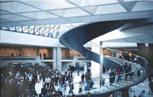 This is the entry area for the Louvre under the Pyramid This is the entry area for the Louvre under the Pyramid
