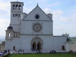 The facade of the upper church at Basilica di San Francesco The facade of the upper church at Basilica di San Francesco