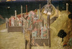 A painting of a city (Citta) by Sassetta from the Pinacoteca