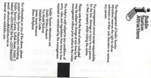 The ticket for the Writer's Museum (back) The ticket for the Writer's Museum (back)