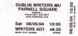 The ticket for the Writer's Museum (front) The ticket for the Writer's Museum (front)