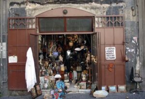 An antique shop in Naples An antique shop in Naples