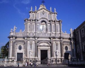 A view of the facade of the Duomo in Catania 