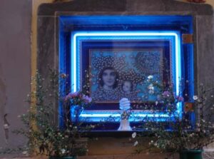 A votive image on a wall - yes, that's neon surrounding it! A votive image on a wall - yes, that's neon surrounding it!