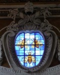 Cool stained glass window with bees Cool stained glass window with bees