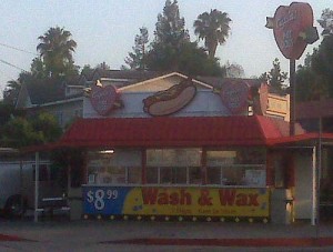 Only in LA - a hot dog stand and car wash