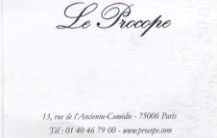 Le Procope business card back Le Procope business card back