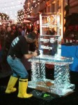 Ice sculptor working on the artwork