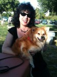 Aviva with a pomeranian at the dog park