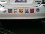 The bumper on the Bad Girlz of Texas car - the stickers are hilarious