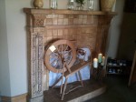 The apartment with the loom also had a cool tile fireplace