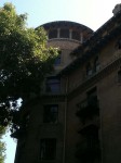 A turret and part of the front facade