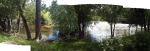 The river was high The river running by the hotel was quite high