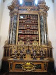 A whole cabinet of relics (bones of saints, etc.)