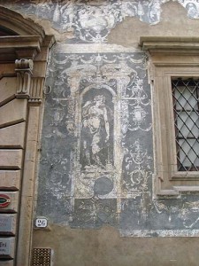 Detail of a painted facade