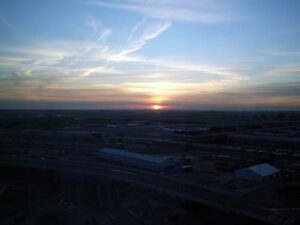 Sunset from our window at the Sheraton at Schiphol Airport 