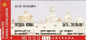 Casa Mila ticket front