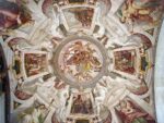 The vaulting over the entry is painted