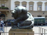 A statue of a man fighting a lion