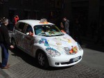 A decorated taxi
