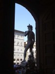 This is a copy of Michelangelo's David - the original once stood here and now is in the Academia