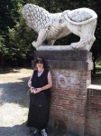 Aviva with a lion that's part of the inner ramparts