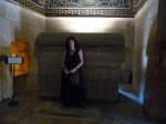 Aviva with one of the old tombs