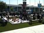 There was a large chess set on the plaza