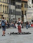 Woman feeding the flying rats