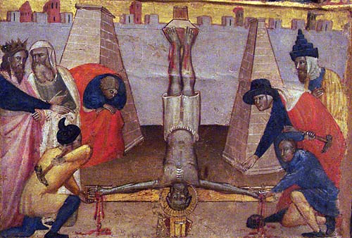 Upside down crucificion