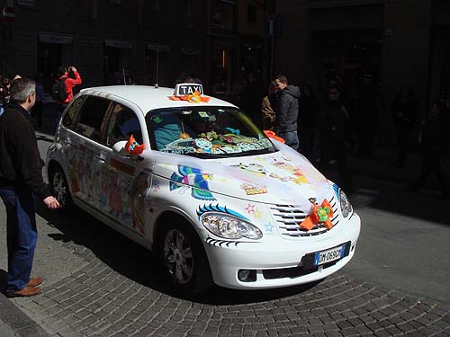 Decorated taxi